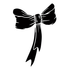 Silhouette, doodle of a festive bow. Vector graphics.