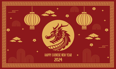 chinese new year card with dragon