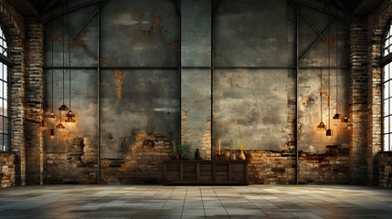 Empty warehouse building rustic background