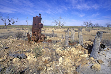 Fort Grey and the dry Lake Pinaroo in Sturt National Park, New South Wales, Australia.