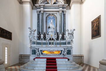 Chapel of Gregorio Barbarigo with the body of the Saint inside Padua Cathedral; Padova, Italy