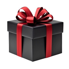 Black gift box isolated on transparent background