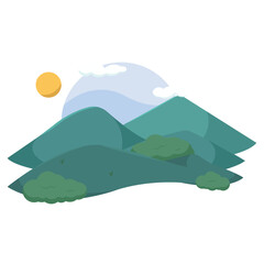 Isolated cold natural landscape with hills and trees Vector