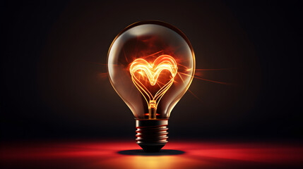 heart-shaped bulb. Valentine's Day concept