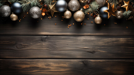 Naklejka premium wooden background with Christmas elements