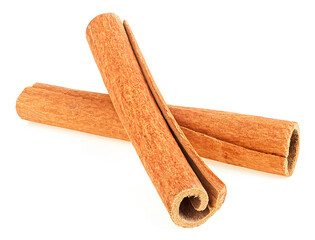 Fragrant cinnamon sticks isolated on a white background. Aromatic dry cinnamon sticks.