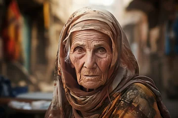 Foto op Plexiglas Vibrant Person old woman egyptian city. Travel culture. Generate AI © juliars