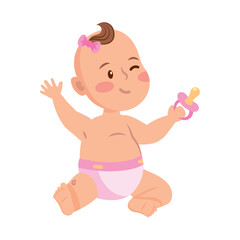 baby girl in diaper isolated