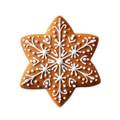 Gingerbread star cookie. clipart for design. Christmas elements. isolated on transparent background.