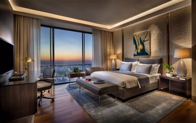 Modern Marvel: Step Inside the Chic Sanctuary of a Luxurious Hotel Room!