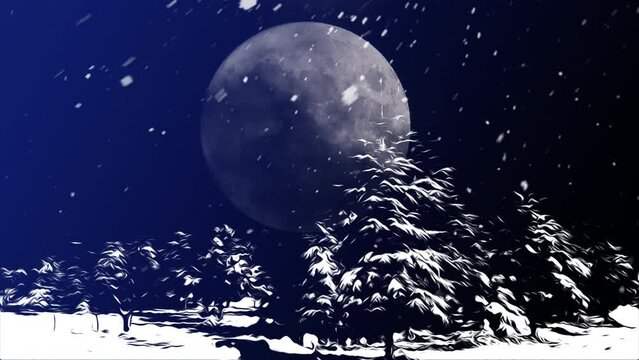 happy new years christmas tree neon background happy new year holidays celebration digital animation snowfall confetti falling decoration elements