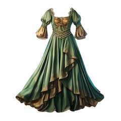 Obraz premium Renaissance Fair Costume Gown. A Richly Detailed Renaissance Fair Costume Gown Isolated to Capture Its Historical Accuracy and Theatrical Flair.. Cutout PNG.