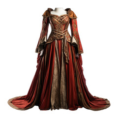 Fototapeta premium Renaissance Fair Costume Gown. A Richly Detailed Renaissance Fair Costume Gown Isolated to Capture Its Historical Accuracy and Theatrical Flair.. Cutout PNG.