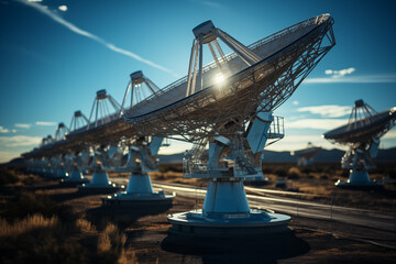 Group of Very Large Arrays VLA searching outer space for signals. AI generated image