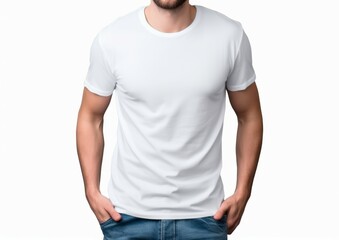 Obraz premium T-shirt design and people concept - close up tshirt mockup of young man in blank white, black, gray tshirt front and rear isolated background. Mock up template for print design