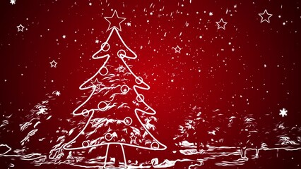 happy new years christmas tree neon background happy new year holidays celebration digital animation snowfall confetti falling decoration elements - Powered by Adobe