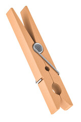Wooden Clothespin, 3D rendering isolated on transparent background
