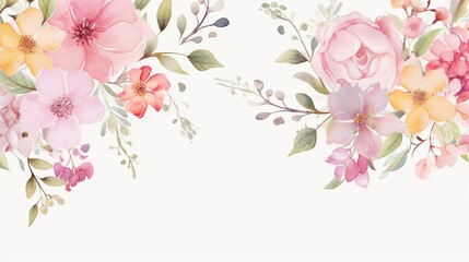 Flower with pastel watercolor style for background and invitation wedding card, AI generated
