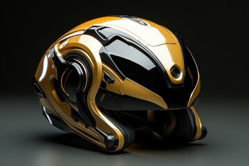 Innovative Golden helmet futuristic. Special army. Generate Ai