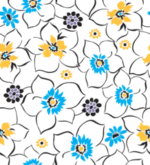 Abwaschbare Fototapete Floral pattern with wildflowers and violets  © designer 78