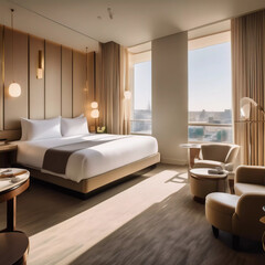 Step into Modern Luxury: Experience the Sleek Elegance of Our Stunning Hotel Room!