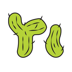 Isolated green cactus icon flat design Vector