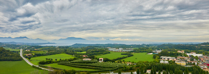 Beautiful panoramic view near the town of Lonato on Lake Garda, Italy.