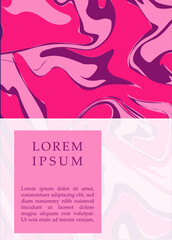 Liquid effect poster concept. Pink and red abstract shapes and effects. Creativity and art. Template for flyer and booklet. Cover or banner, leaflet. Cartoon flat vector illustration