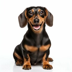 Obraz premium Cheerful Dachshund Dog Sitting and Smiling. Generative ai