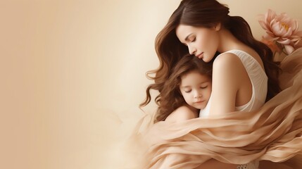 Naklejka premium Tender Embrace of Mother and Child. Generative ai
