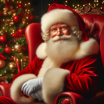 Santa Claus sitting happily for photo