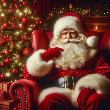 
Santa Claus sitting happily for photo