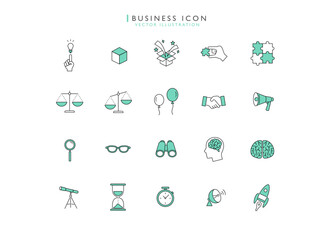 マーケティング情報のピクトグラムアイコン素材イラストセット