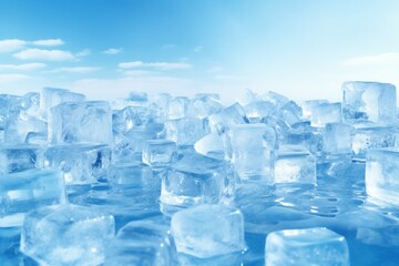 Crystal clear ice cubes as background