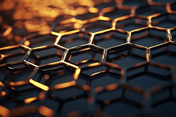 Advanced Hexagonal nano grid. Model tech. Generate Ai - obrazy, fototapety, plakaty