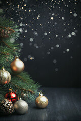 christmas background with balls and snowflakes