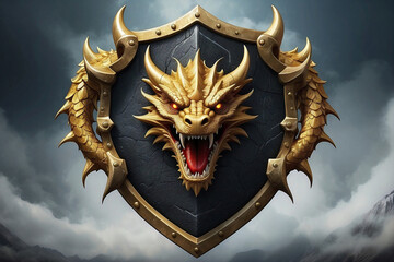 Golden dragon shield crest