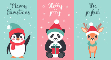 Cute animals christmas card set