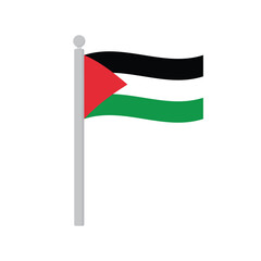 Flag of Palestine on flagpole isolated