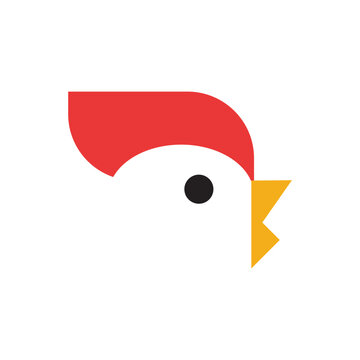 Chicken logo design, restraint branding icon, geometric minimal design, simple vector digital artwork. 