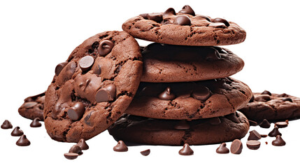chocolate chip cookies on transparent background
