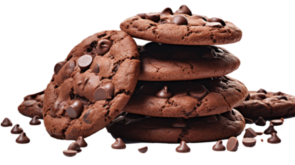 chocolate chip cookies on transparent background