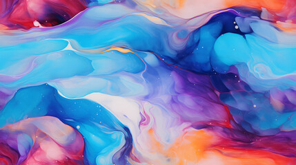 Seamless close-up oil on water texture with swirling rainbow hues