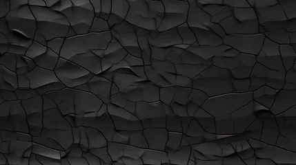 Fotobehang Seamless dark charcoal texture with deep cracks and matte finish © Viktoria