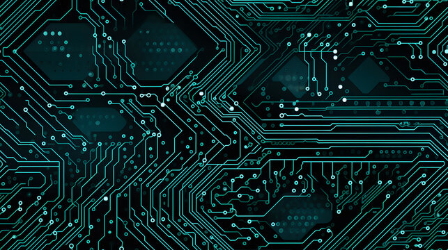 Seamless high-tech circuit board texture with intricate pathways