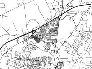 Vector road map of the city of Diepsloot in South Africa with black roads on a white background.