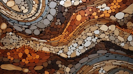 Intricate mosaic of earthy tones on a 3D surface, resembling a modern art masterpiece.