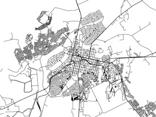 Vector road map of the city of Middelburg in South Africa with black roads on a white background.