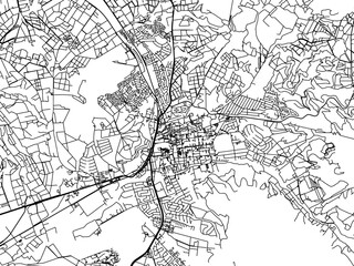 Obraz premium Vector road map of the city of Stellenbosch in South Africa with black roads on a white background.