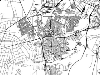 Fototapeta na wymiar Vector road map of the city of Vanderbijlpark in South Africa with black roads on a white background.